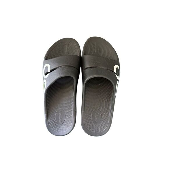 Oofos Ooahh Unisex Black White Slip On Sport Slide Recovery Sandals Size M12 W14 - Picture 11 of 13